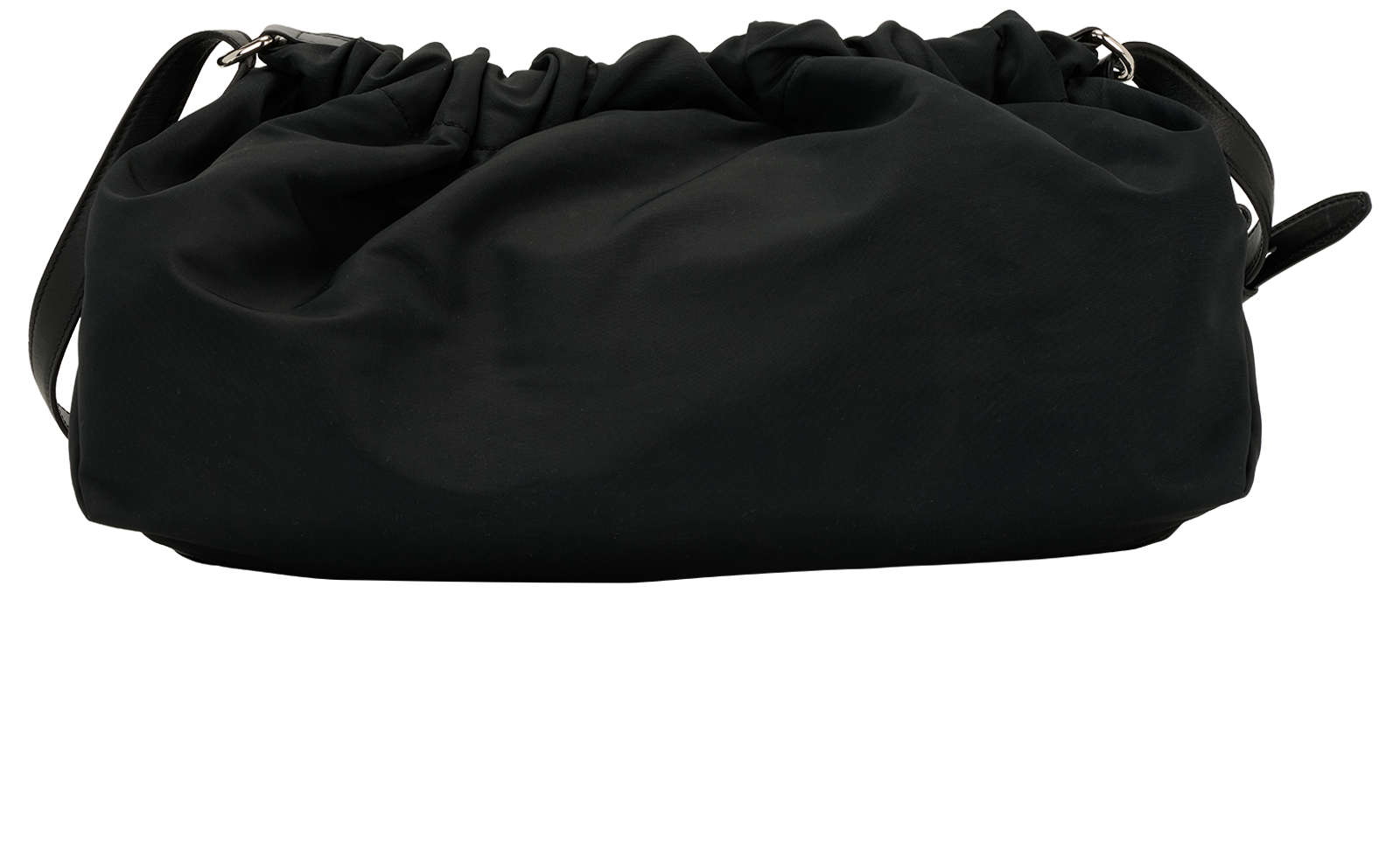 Drawstring Bag, &pound;210, Handbags, Black, Leather/Nylon, Back view